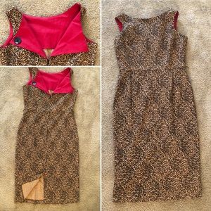 NWT mid 2000's Leopard print with red accents pinup style Tatyana pencil dress